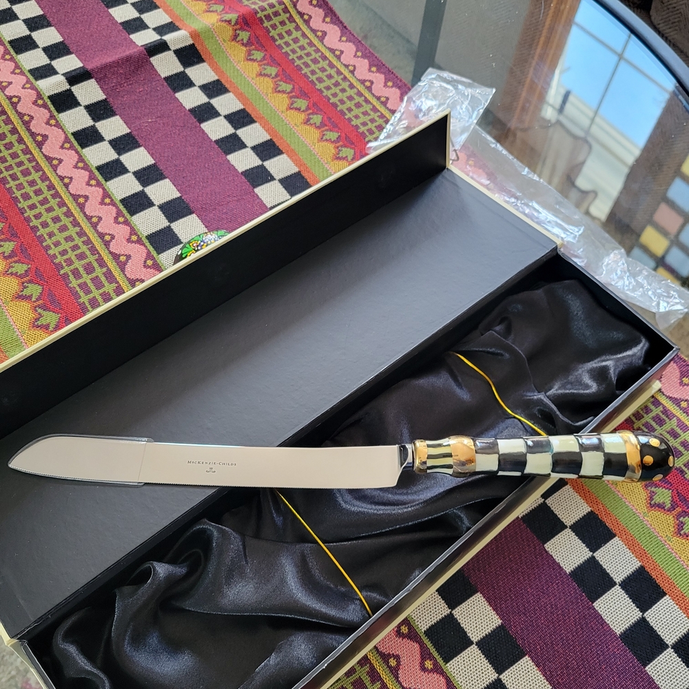 MacKenzie-Childs Black and White Checkered Cake Knife